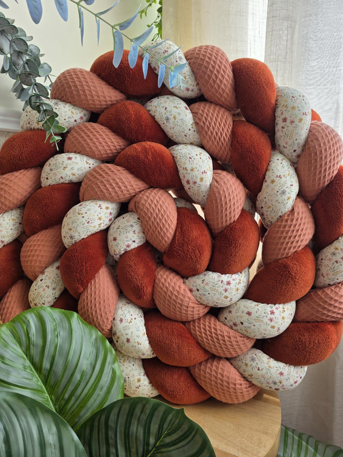 Tresse de lit 3 brins corail doudou terracotta et printemps 4,2m