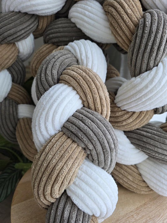 Tresse de lit 3 brins côtelé blanc camel et marron 3m