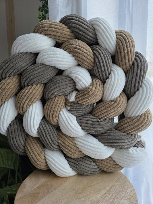 Tresse de lit 3 brins côtelé blanc camel et marron 3m