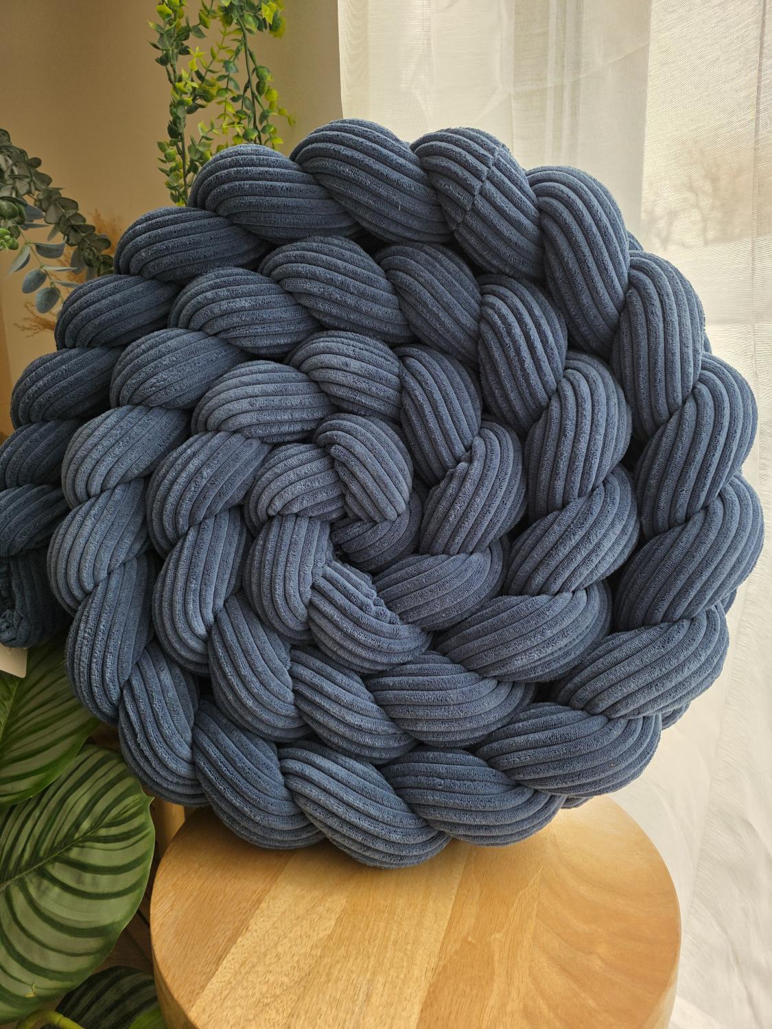 Tresse de lit 3 brins côtelé bleu 3.6m