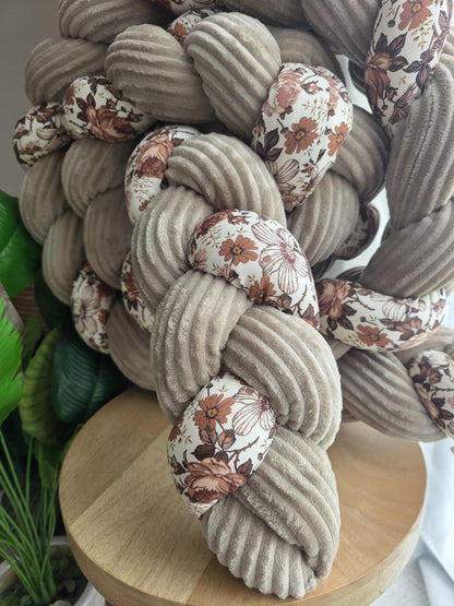 Tresse de lit 3 brins cotelé galet et old flowers 3.2m