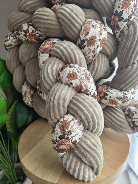 Tresse de lit 3 brins cotelé galet et old flowers 3.2m