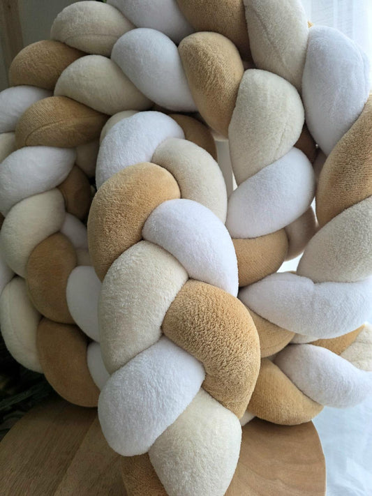 Tresse de lit 3 brins doudou blanc beige et camel 3.6m