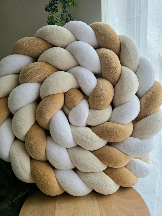 Tresse de lit 3 brins doudou blanc beige et camel 3.6m