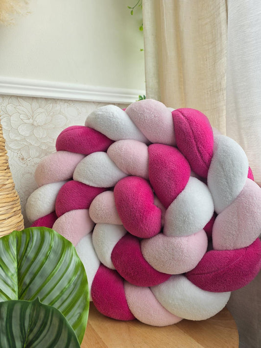 Tresse de lit 3 brins doudou blanc rose et fushia 2m