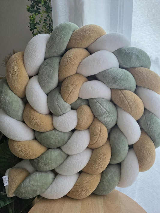 Tresse de lit 3 brins doudou ecru jade et camel 3.6m