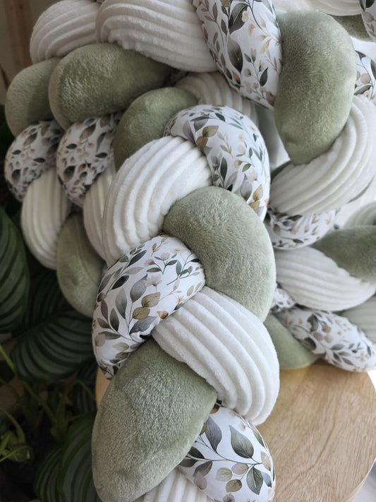 Tresse de lit 3 brins Doudou jade côtelé blanc et zada 3.6m