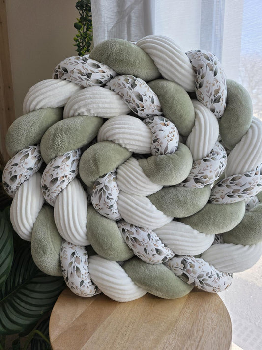 Tresse de lit 3 brins Doudou jade côtelé blanc et zada 3.6m