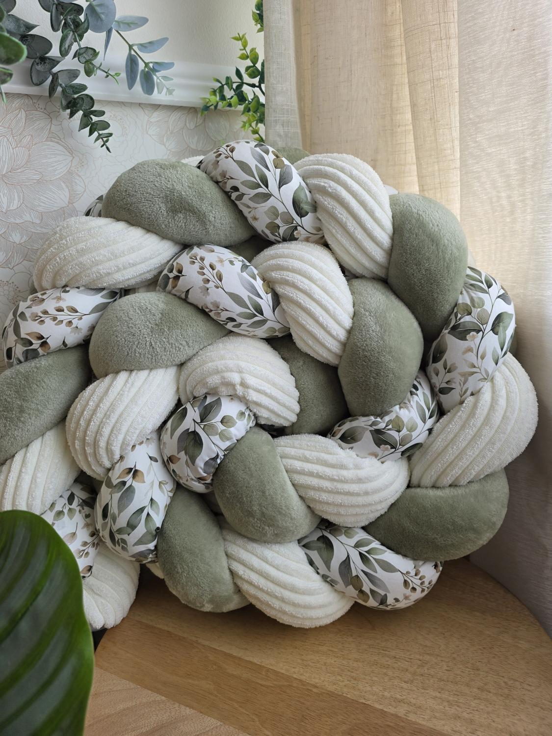 Tresse de lit 3 brins doudou jade cotelé écru et luara 2m