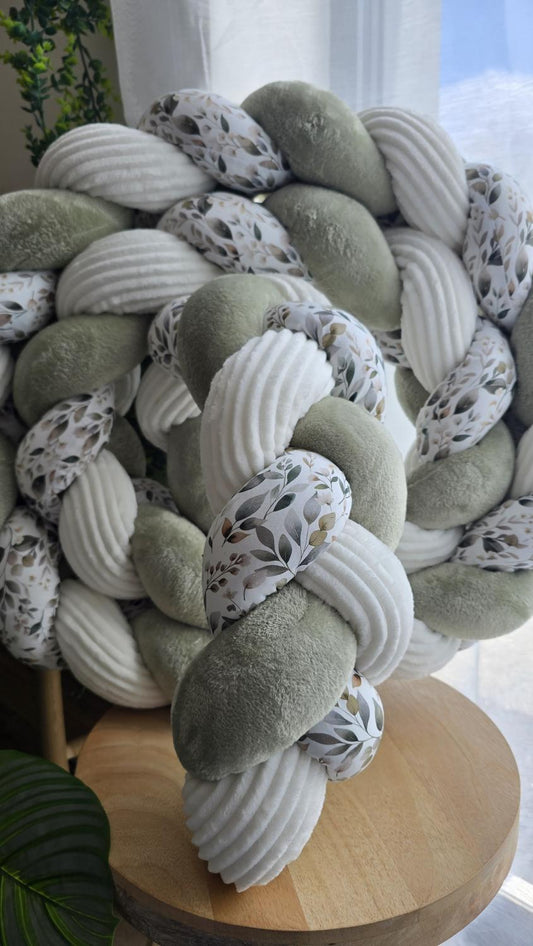 Tresse de lit 3 brins doudou jade cotelé écru et luara 3.6m