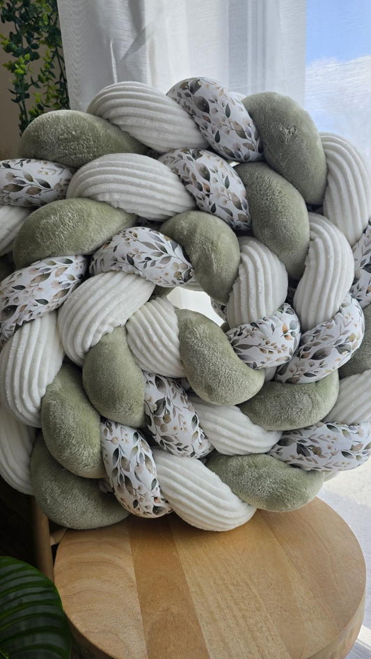 Tresse de lit 3 brins doudou jade cotelé écru et luara 3.6m