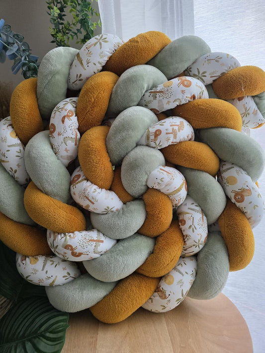 Tresse de lit 3 brins doudou jade moutarde et crocodile 3.6m