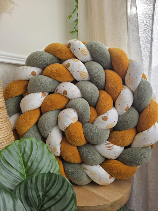 Tresse de lit 3 brins doudou olive et moutarde et montgolfière 3,6m