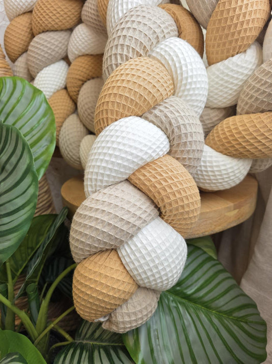 Tresse de lit 3 brins écru beige et camel 3.6m