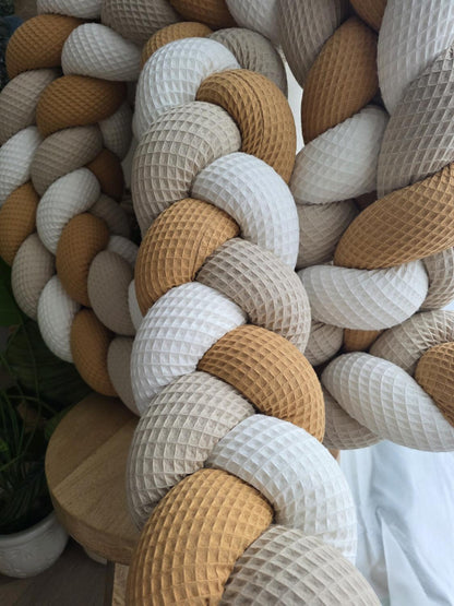 Tresse de lit 3 brins écru beige et camel 4.6m