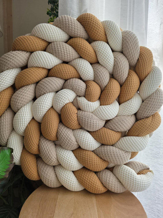Tresse de lit 3 brins écru beige et camel 4.6m