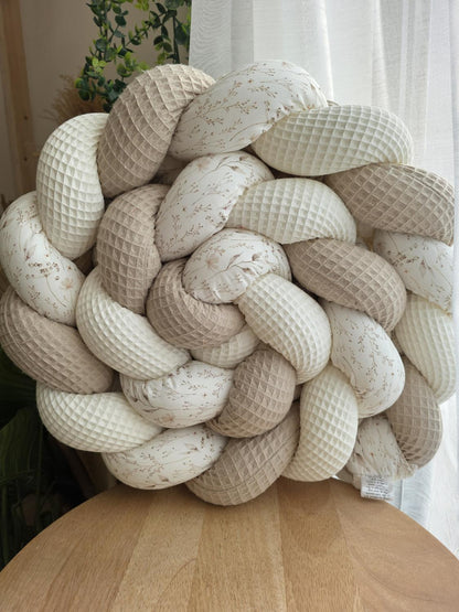Tresse de lit 3 brins écru beige et fleurs de lin 3m