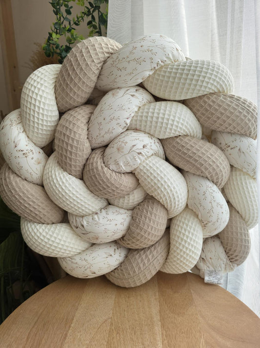 Tresse de lit 3 brins écru beige et fleurs de lin 3m