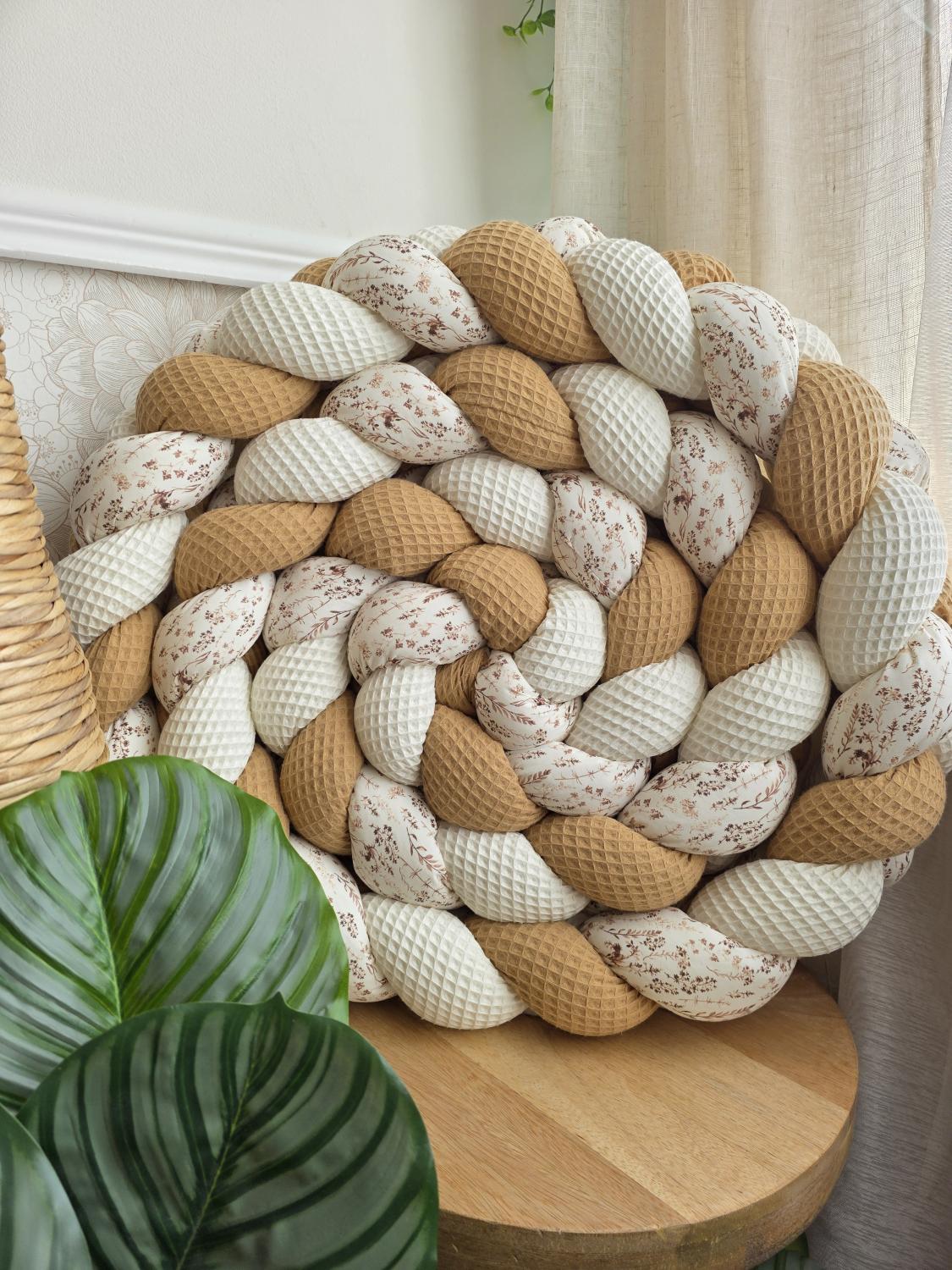 Tresse de lit 3 brins écru camel et fleurs des champs 4.2m