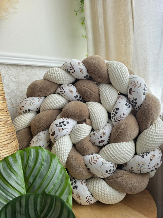 Tresse de lit 3 brins écru doudou marron et ginko beige 2,5m