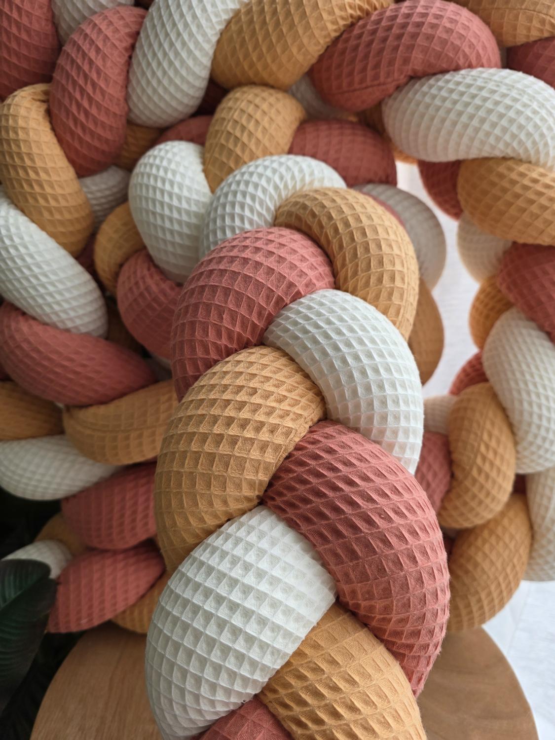 Tresse de lit 3 brins écru melon et corail 4.6m