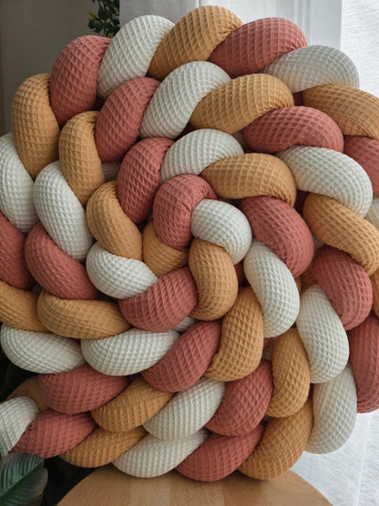 Tresse de lit 3 brins écru melon et corail 4.6m