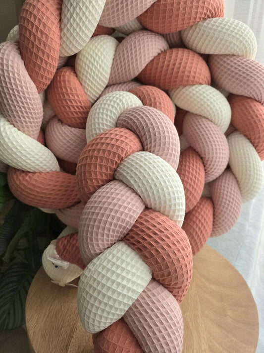 Tresse de lit 3 brins écru poudré et corail 3m