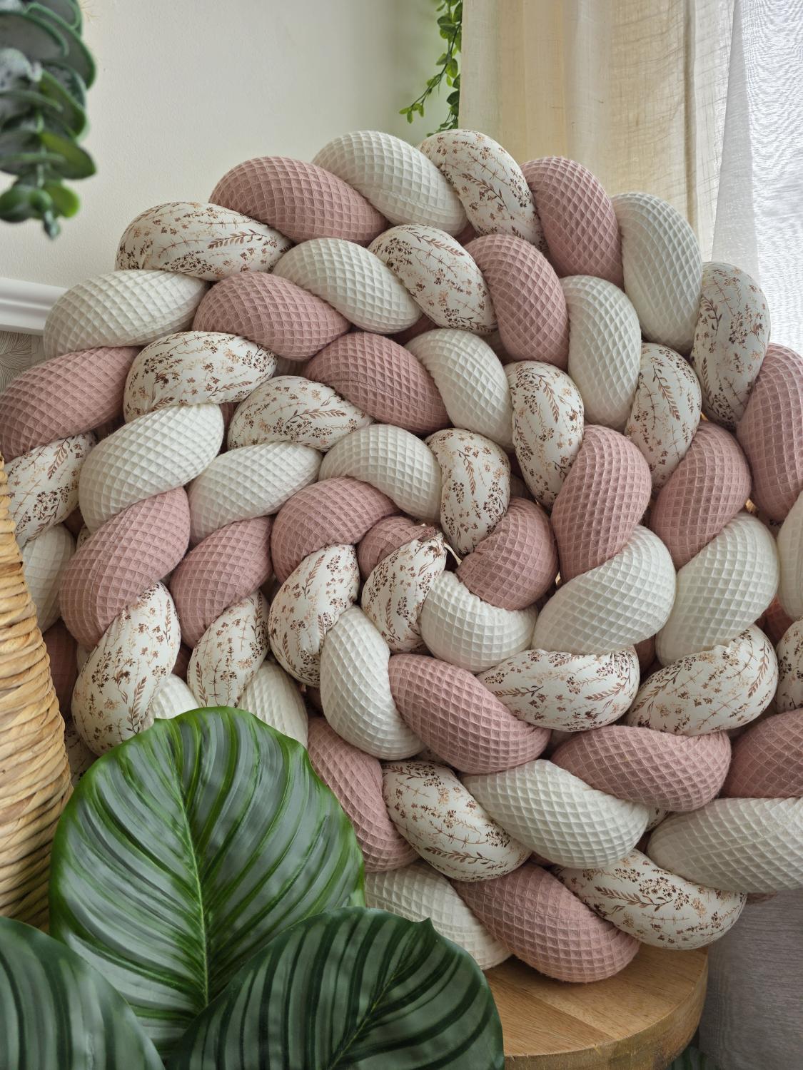 Tresse de lit 3 brins écru poudré et fleurs des champs 4.6m