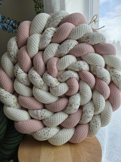 Tresse de lit 3 brins écru poudré et prairie 4.6m