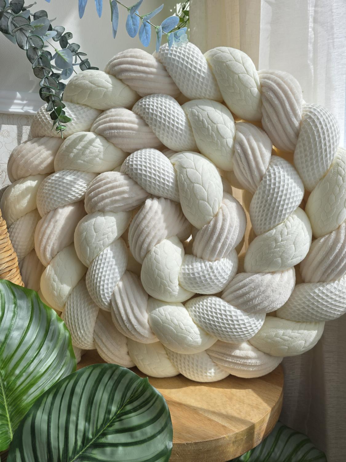 Tresse de lit 3 brins écru tricot écru et côtelé écru 3.6m