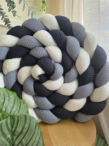 Tresse de lit 3 brins jean marin et doudou blanc 3.6m