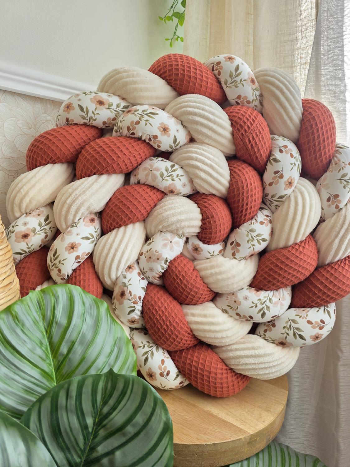 Tresse de lit 3 brins marsala cotelé écru et zada 3.6m