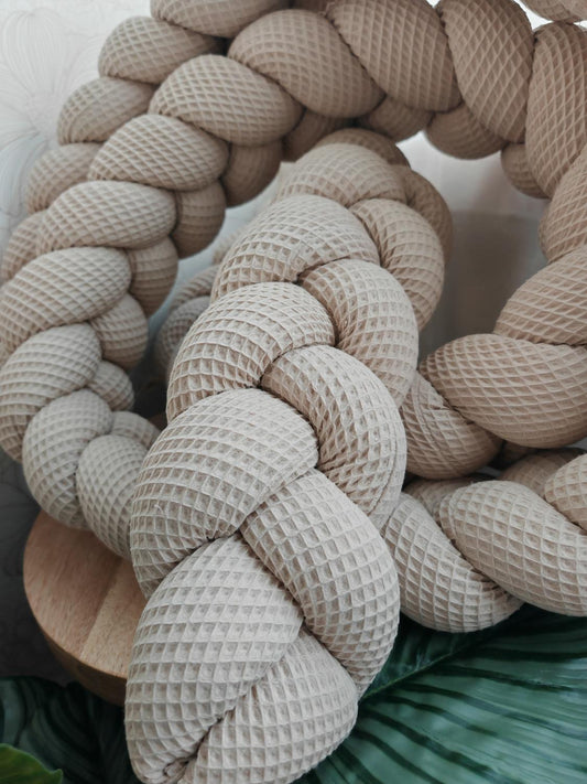 Tresse de lit 3 brins nid d'abeille beige 3m