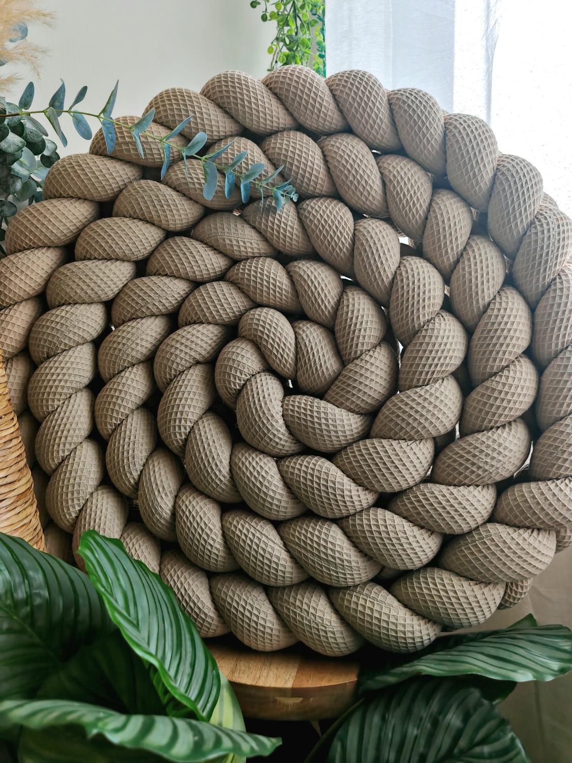 Tresse de lit 3 brins nid d'abeille beige 6m