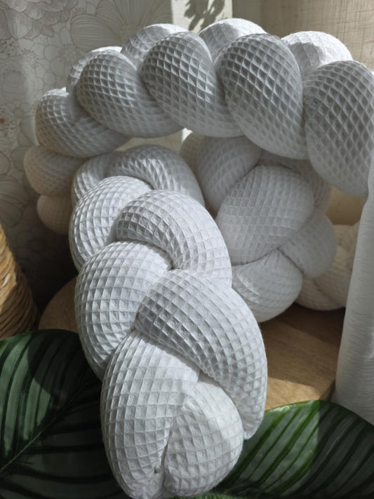 Tresse de lit 3 brins nid d'abeille blanc 3m