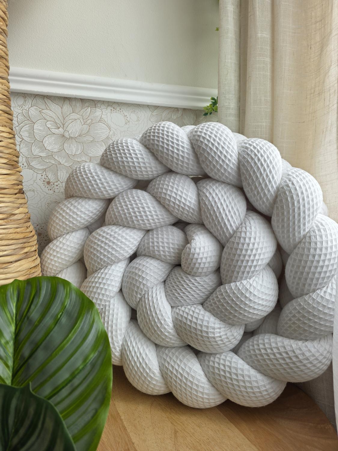 Tresse de lit 3 brins nid d'abeille blanc 3m