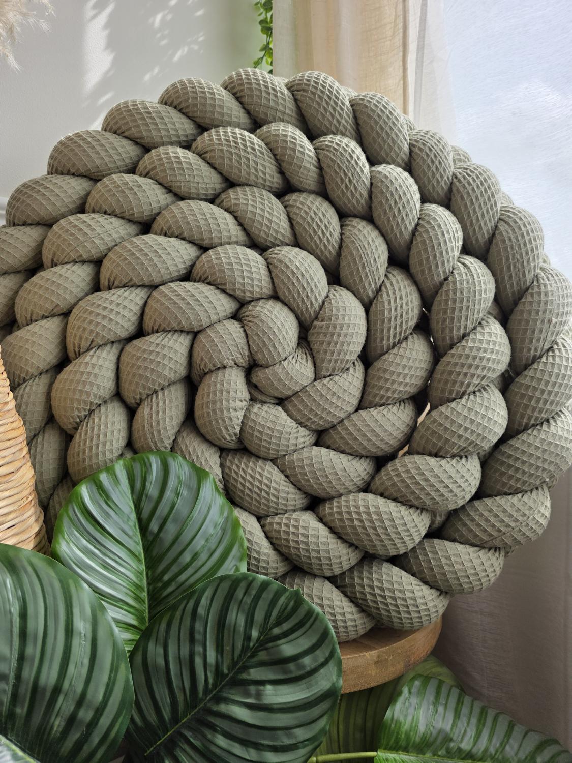 Tresse de lit 3 brins nid d'abeille olive 5,6m