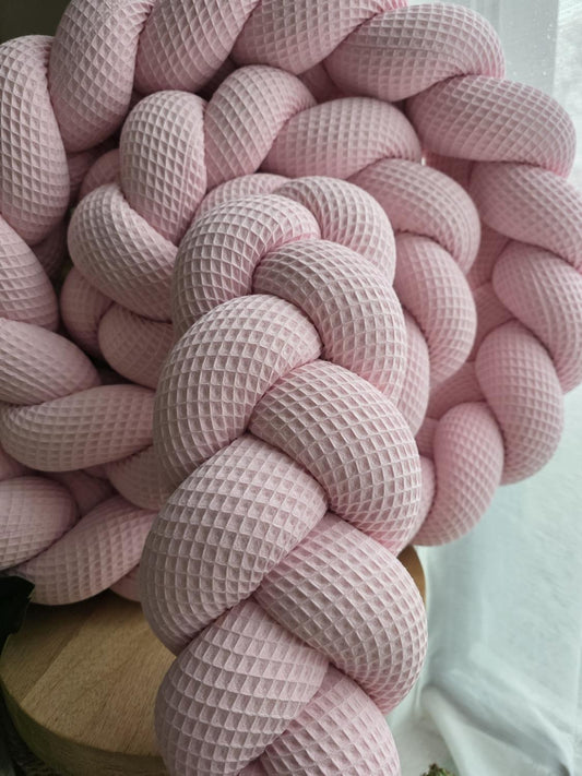 Tresse de lit 3 brins nid d'abeille rose 3m