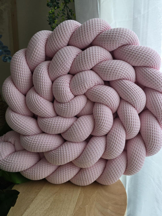 Tresse de lit 3 brins nid d'abeille rose 3m