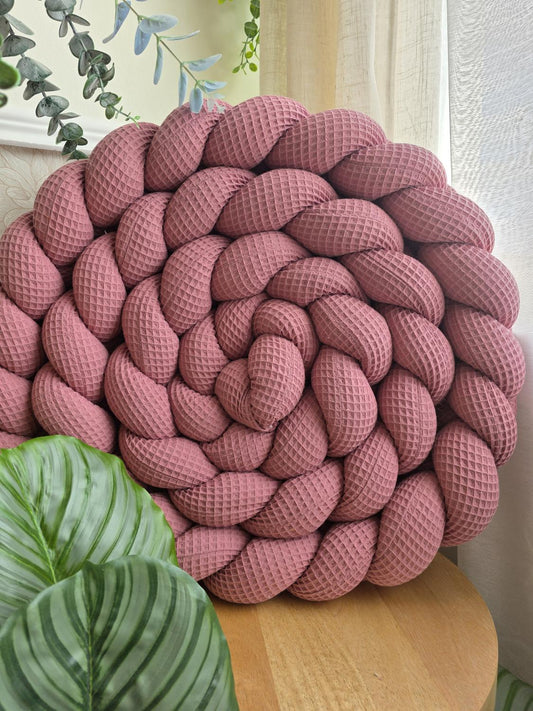 Tresse de lit 3 brins nid d'abeille vieux rose 3.6m