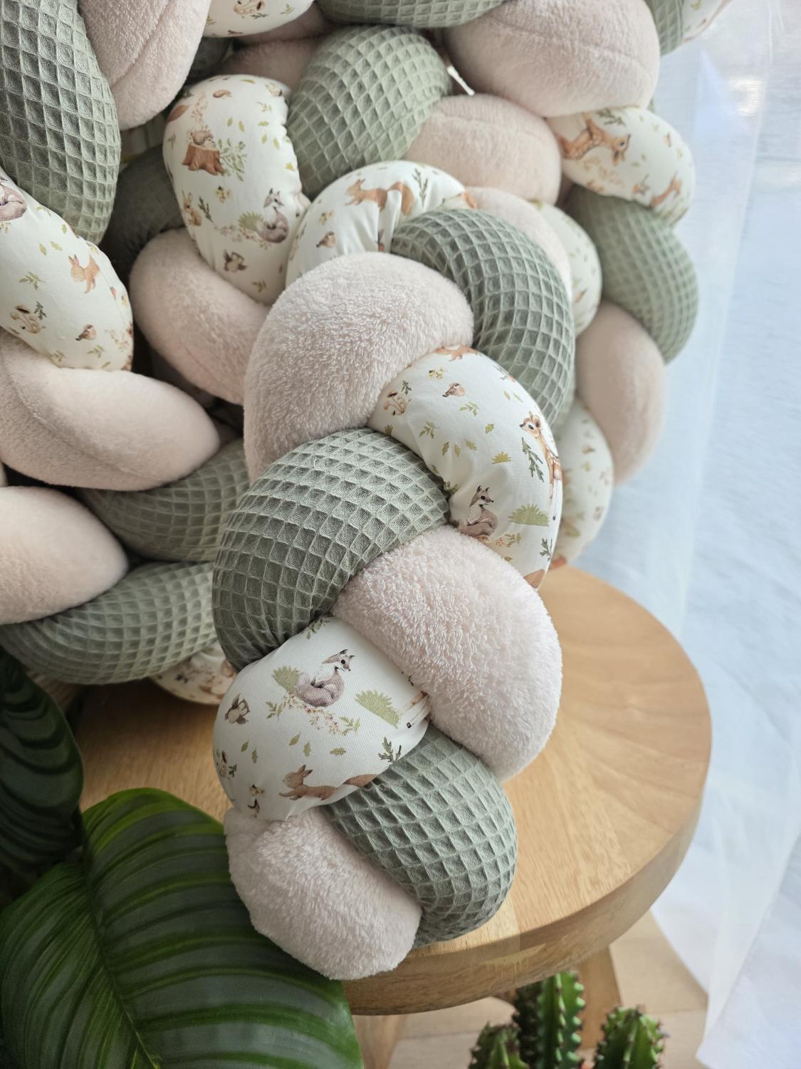 Tresse de lit 3 brins olive doudou beige et bambi 3m