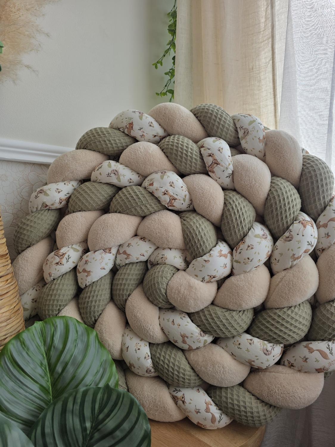 Tresse de lit 3 brins olive doudou beige et bambi 4m
