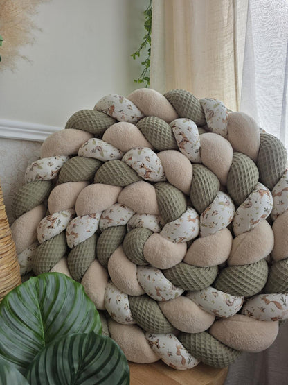 Tresse de lit 3 brins olive doudou beige et bambi 4m