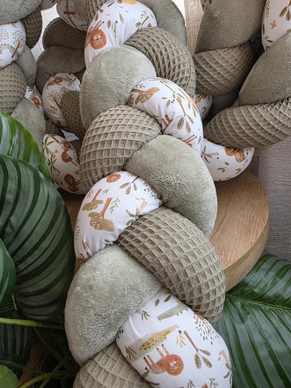 Tresse de lit 3 brins olive doudou jade et crocodile 3,6m