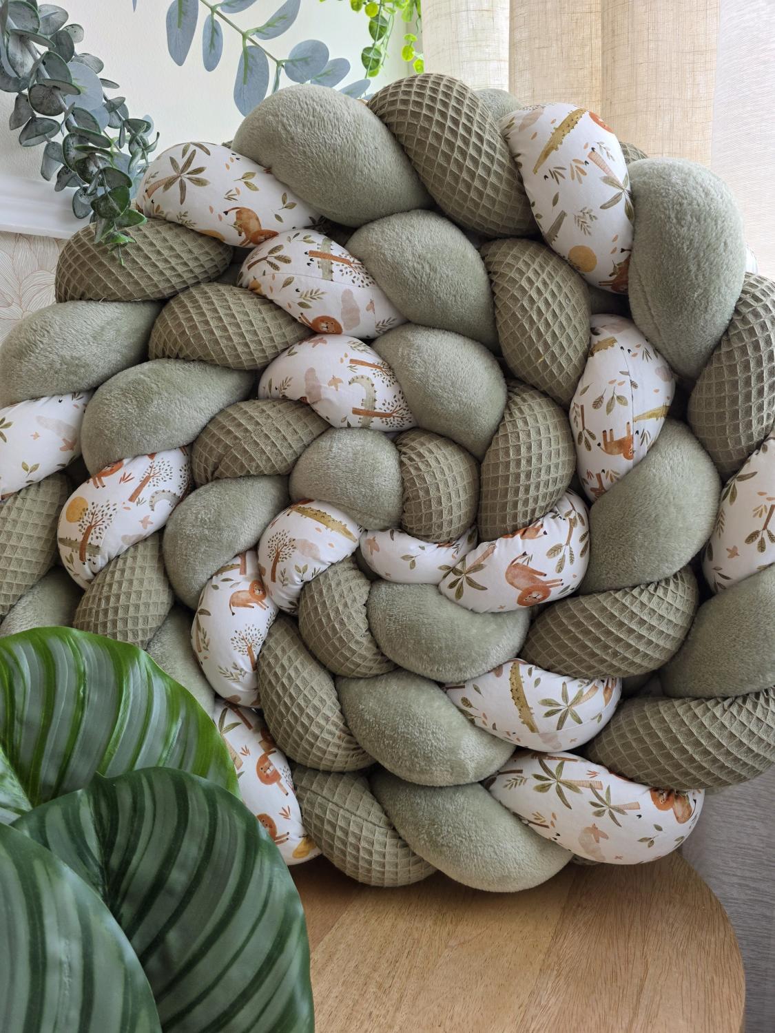 Tresse de lit 3 brins olive doudou jade et crocodile 3,6m