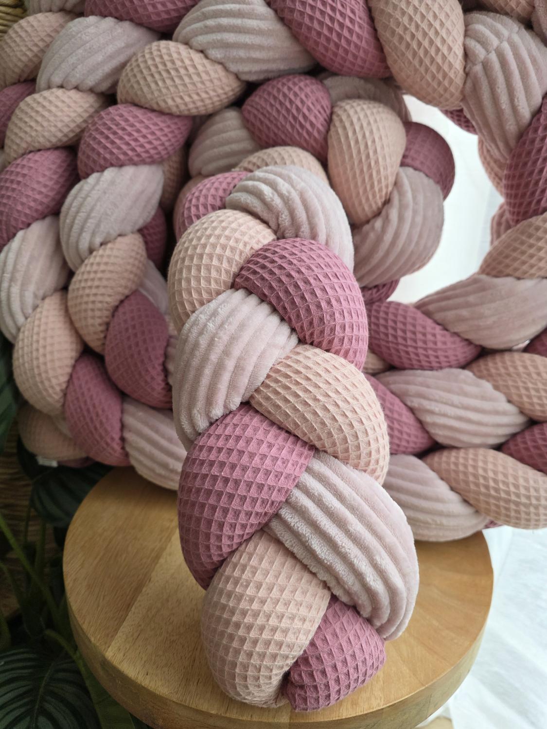 Tresse de lit 3 brins poudré vieux rose et cotelé poudré 5.6m