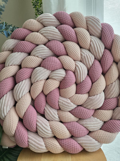 Tresse de lit 3 brins poudré vieux rose et cotelé poudré 5.6m