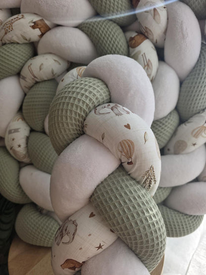 Tresse de lit 3 brins sauge , doudou blanc et cigogne 5m