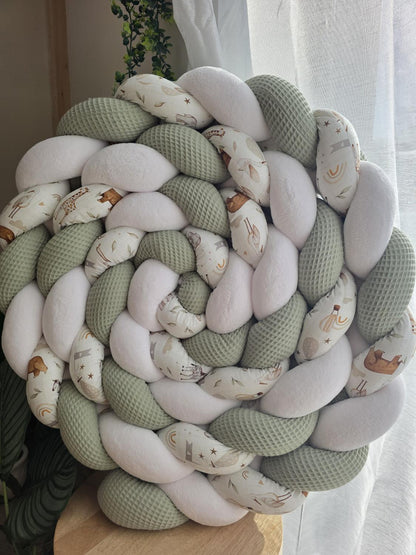 Tresse de lit 3 brins sauge , doudou blanc et cigogne 5m