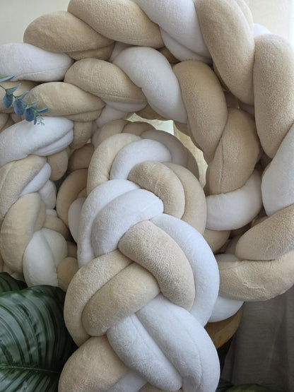 Tresse de lit 3 brins XXL doudou blanc et beige 4.6m